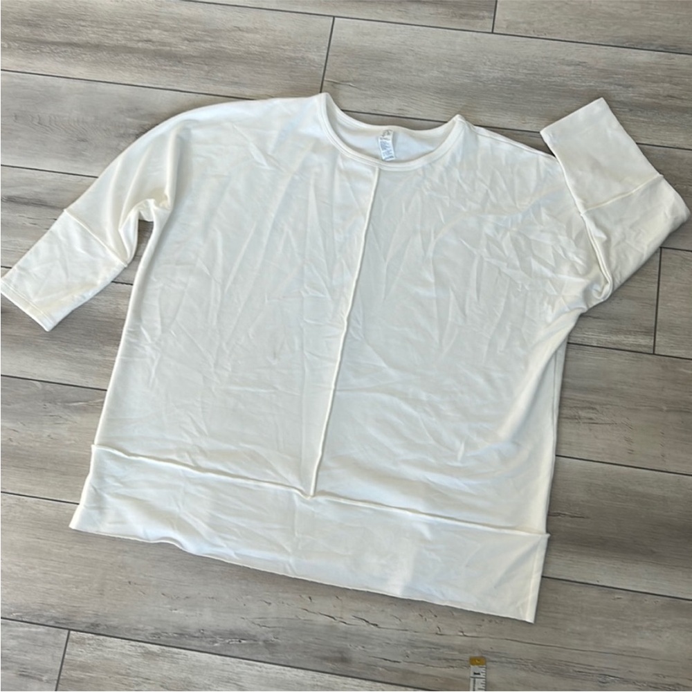 Spanx large oversized 3/4 sleeve shirt white